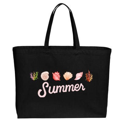 Summer Seashell Tropical Cotton Canvas Jumbo Tote