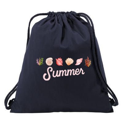 Summer Seashell Tropical Drawstring Bag