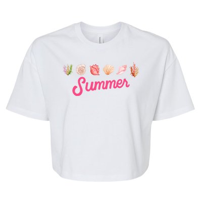 Summer Seashell Tropical Bella+Canvas Jersey Crop Tee