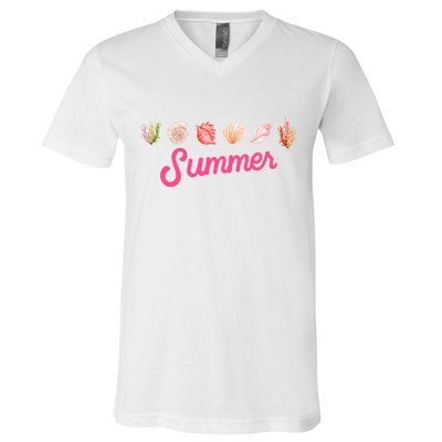 Summer Seashell Tropical V-Neck T-Shirt