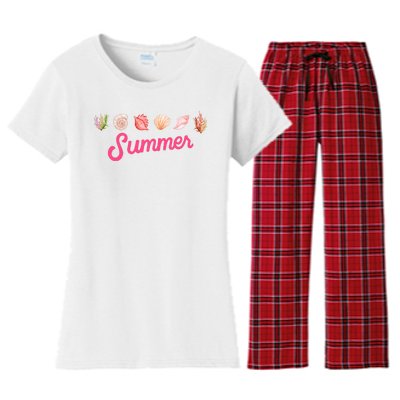 Summer Seashell Tropical Women's Flannel Pajama Set