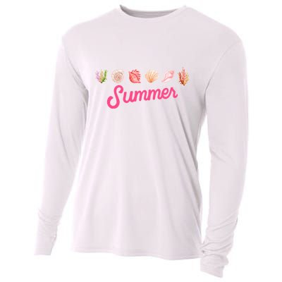 Summer Seashell Tropical Cooling Performance Long Sleeve Crew