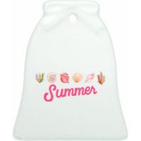 Summer Seashell Tropical Ceramic Bell Ornament