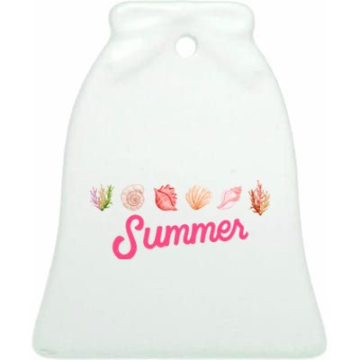 Summer Seashell Tropical Ceramic Bell Ornament