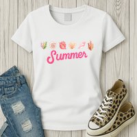 Summer Seashell Tropical Womens T-Shirt