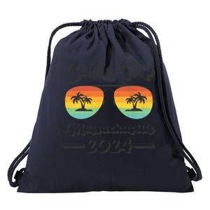 Summer Sunglasses Trip 2024 Massachusetts Beach Gift Drawstring Bag