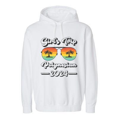 Summer Sunglasses Trip 2024 Polynesian Beach Great Gift Garment-Dyed Fleece Hoodie