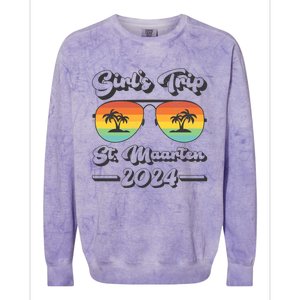 Summer Sunglasses Trip 2024 St Maarten Beach Gift Colorblast Crewneck Sweatshirt