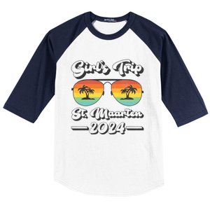 Summer Sunglasses Trip 2024 St Maarten Beach Gift Baseball Sleeve Shirt