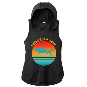 Shark Sunset Totally Jaw Some Awesome Beach Love Ocean Life Ladies PosiCharge Tri-Blend Wicking Draft Hoodie Tank