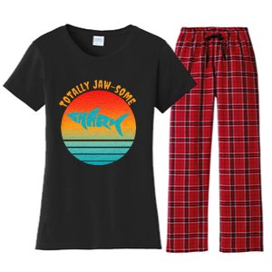 Shark Sunset Totally Jaw Some Awesome Beach Love Ocean Life Women's Flannel Pajama Set