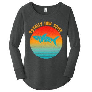 Shark Sunset Totally Jaw Some Awesome Beach Love Ocean Life Women's Perfect Tri Tunic Long Sleeve Shirt