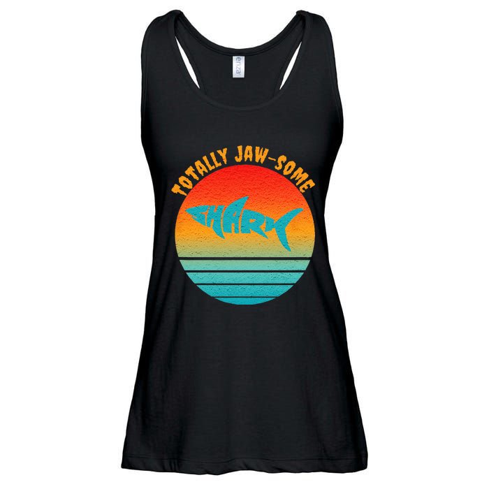 Shark Sunset Totally Jaw Some Awesome Beach Love Ocean Life Ladies Essential Flowy Tank