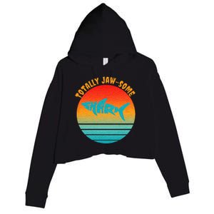 Shark Sunset Totally Jaw Some Awesome Beach Love Ocean Life Crop Fleece Hoodie