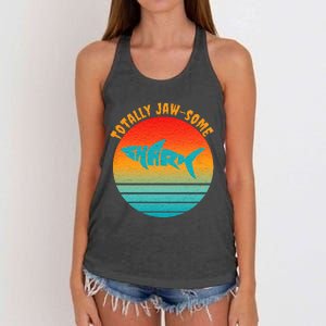 Shark Sunset Totally Jaw Some Awesome Beach Love Ocean Life Women's Knotted Racerback Tank