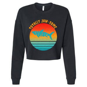 Shark Sunset Totally Jaw Some Awesome Beach Love Ocean Life Cropped Pullover Crew