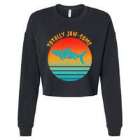 Shark Sunset Totally Jaw Some Awesome Beach Love Ocean Life Cropped Pullover Crew