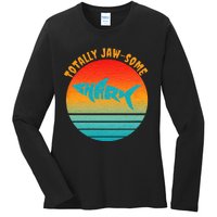 Shark Sunset Totally Jaw Some Awesome Beach Love Ocean Life Ladies Long Sleeve Shirt