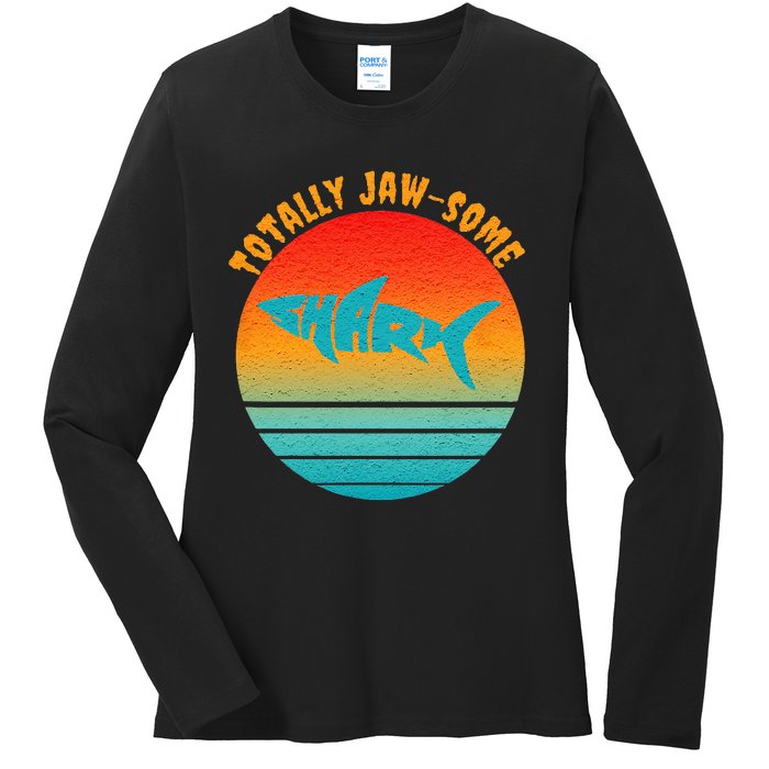 Shark Sunset Totally Jaw Some Awesome Beach Love Ocean Life Ladies Long Sleeve Shirt