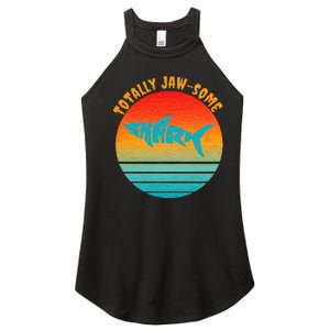 Shark Sunset Totally Jaw Some Awesome Beach Love Ocean Life Women's Perfect Tri Rocker Tank