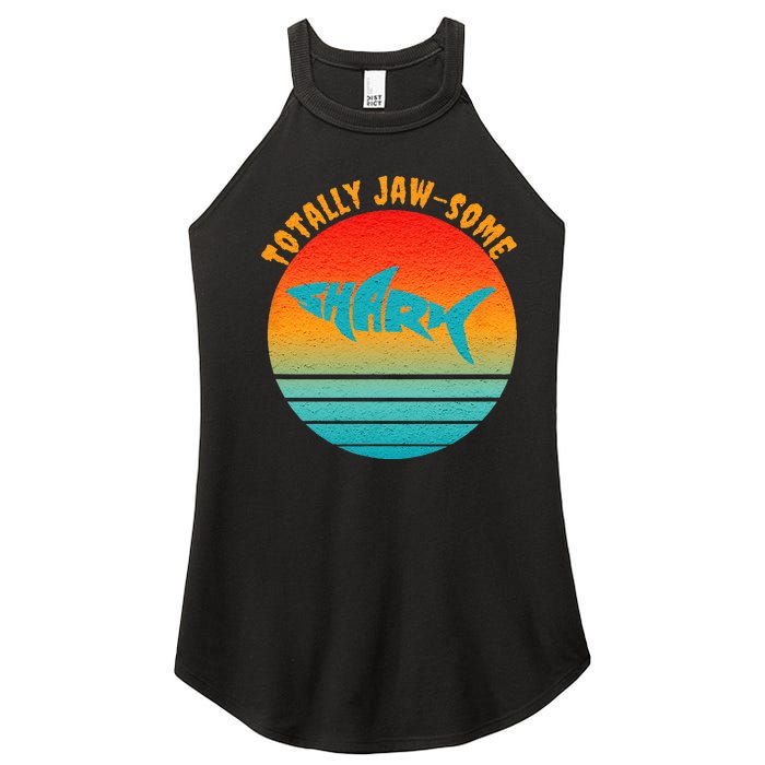 Shark Sunset Totally Jaw Some Awesome Beach Love Ocean Life Women's Perfect Tri Rocker Tank