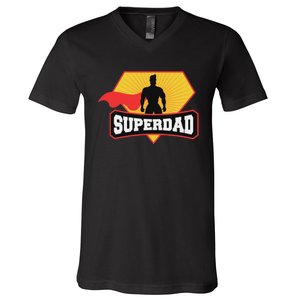 Superdad Superhero Themed For Fathers Day V-Neck T-Shirt