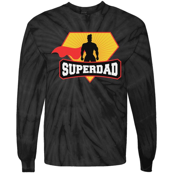 Superdad Superhero Themed For Fathers Day Tie-Dye Long Sleeve Shirt