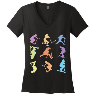 Stunt Scooter Tricks Women's V-Neck T-Shirt