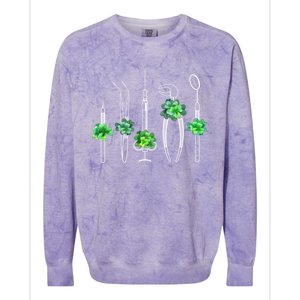 Sickle Scaler Tweezer Mouth Mirror Dentist St Patrick's Day Meaningful Gift Colorblast Crewneck Sweatshirt