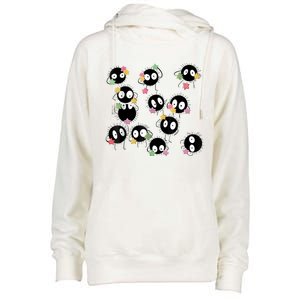 Sootballs Susuwatari The Soot Sprites For Anime Lovers Womens Funnel Neck Pullover Hood