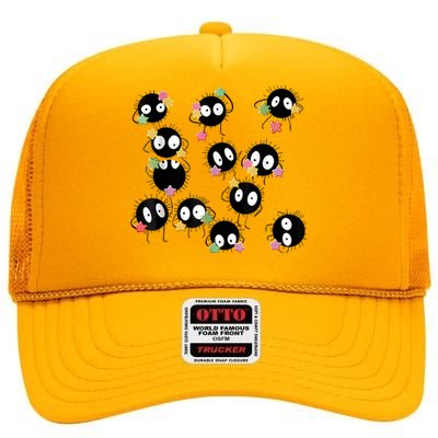 Sootballs Susuwatari The Soot Sprites For Anime Lovers High Crown Mesh Back Trucker Hat