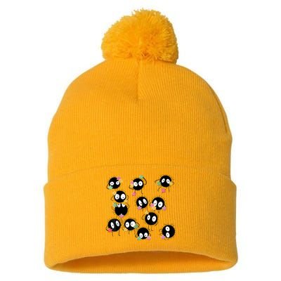 Sootballs Susuwatari The Soot Sprites For Anime Lovers Pom Pom 12in Knit Beanie