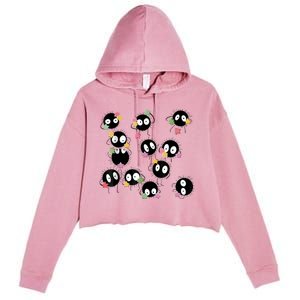 Sootballs Susuwatari The Soot Sprites For Anime Lovers Crop Fleece Hoodie