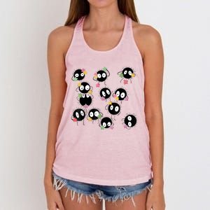 Sootballs Susuwatari The Soot Sprites For Anime Lovers Women's Knotted Racerback Tank