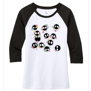 Sootballs Susuwatari The Soot Sprites For Anime Lovers Women's Tri-Blend 3/4-Sleeve Raglan Shirt