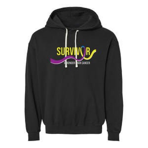 Survivor Stronger Than Cancer Bladder Cancer Awareness Garment-Dyed Fleece Hoodie