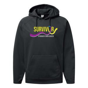 Survivor Stronger Than Cancer Bladder Cancer Awareness Performance Fleece Hoodie