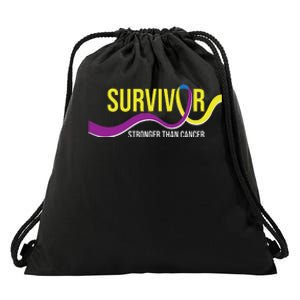 Survivor Stronger Than Cancer Bladder Cancer Awareness Drawstring Bag