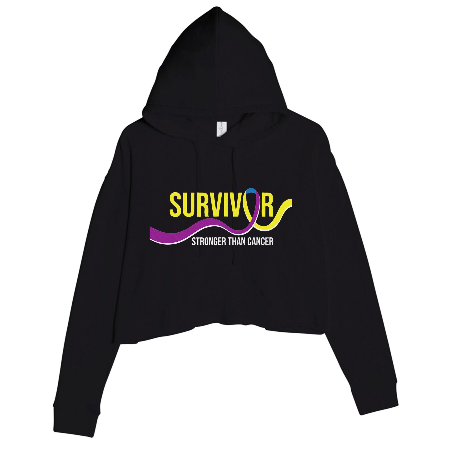 Survivor Stronger Than Cancer Bladder Cancer Awareness Crop Fleece Hoodie
