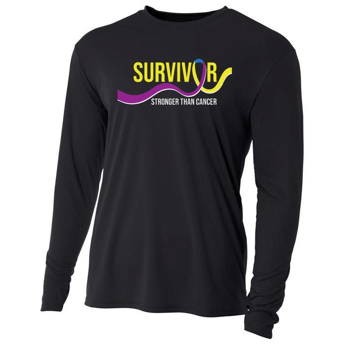 Survivor Stronger Than Cancer Bladder Cancer Awareness Cooling Performance Long Sleeve Crew