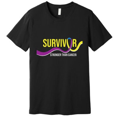 Survivor Stronger Than Cancer Bladder Cancer Awareness Premium T-Shirt