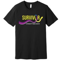 Survivor Stronger Than Cancer Bladder Cancer Awareness Premium T-Shirt