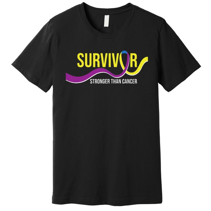 Survivor Stronger Than Cancer Bladder Cancer Awareness Premium T-Shirt