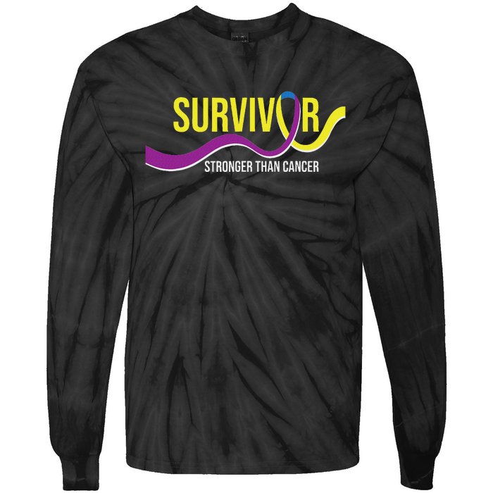 Survivor Stronger Than Cancer Bladder Cancer Awareness Tie-Dye Long Sleeve Shirt