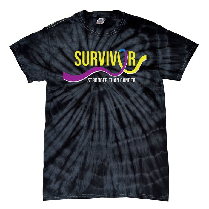 Survivor Stronger Than Cancer Bladder Cancer Awareness Tie-Dye T-Shirt