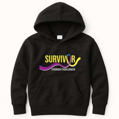 Survivor Stronger Than Cancer Bladder Cancer Awareness Kids Hoodie