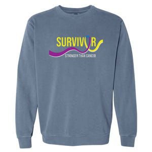 Survivor Stronger Than Cancer Bladder Cancer Awareness Garment-Dyed Sweatshirt