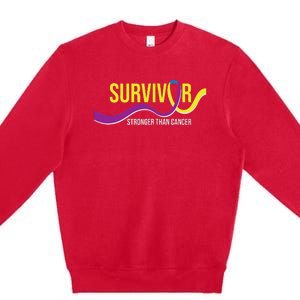 Survivor Stronger Than Cancer Bladder Cancer Awareness Premium Crewneck Sweatshirt