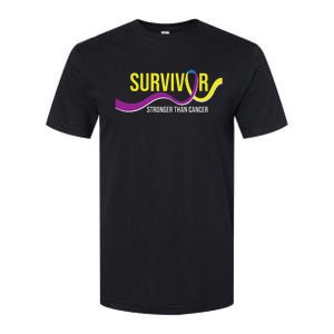 Survivor Stronger Than Cancer Bladder Cancer Awareness Softstyle CVC T-Shirt