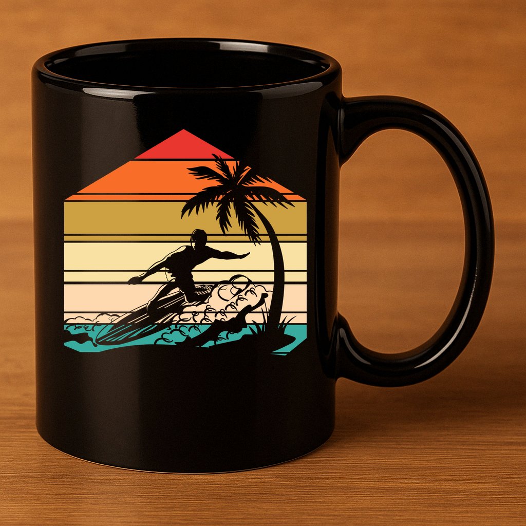 Surfer Summer Tropical Sunset 11oz C Handle Ceramic Mug